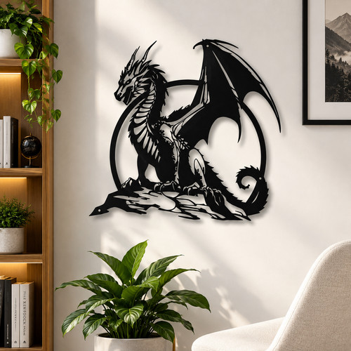 Metal dragon wall hanging - metal,